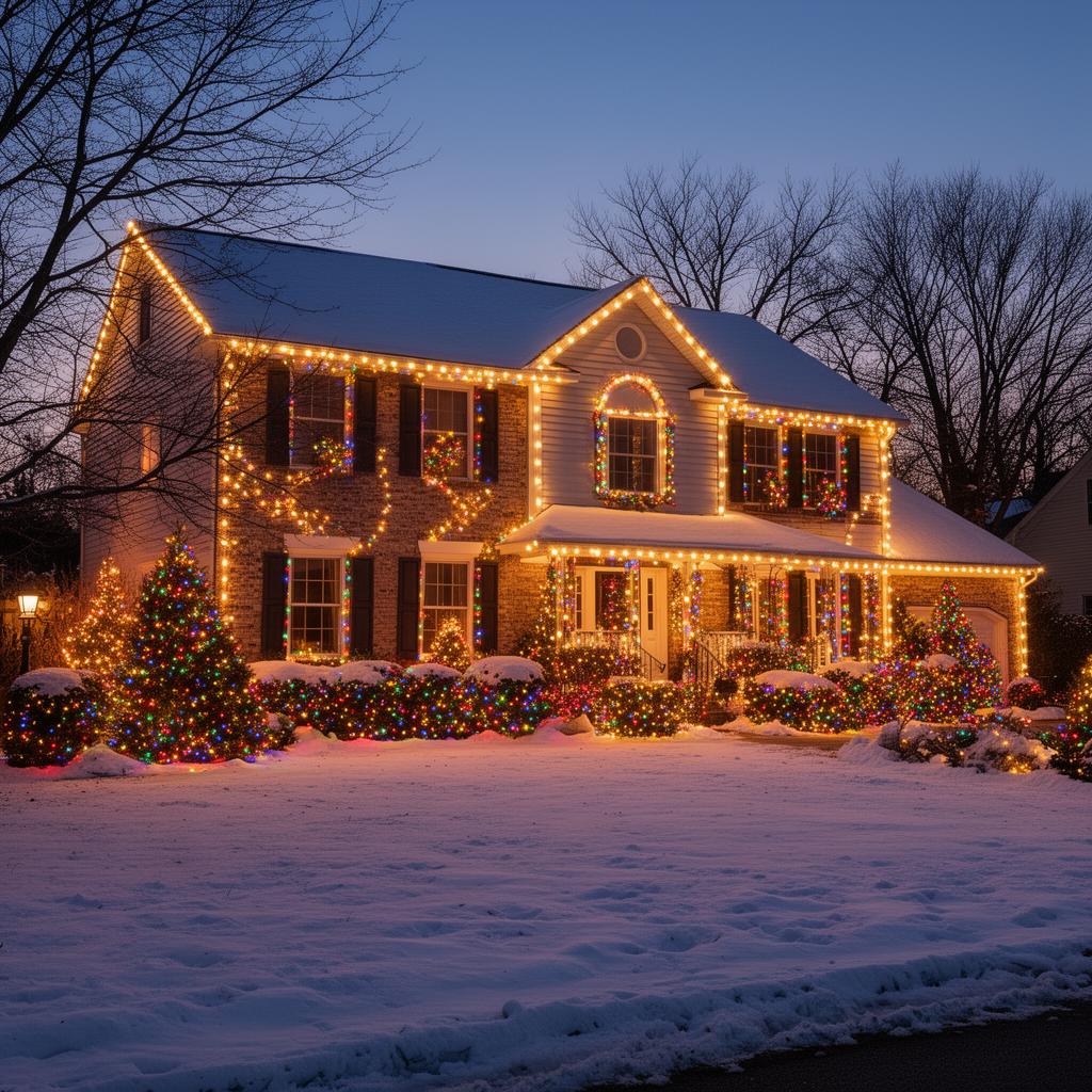 Professional Christmas lights installation on NJ home
